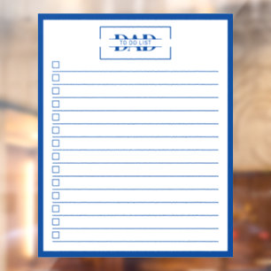 Dad Blue Monogram 20" x 25" Takenlijst Dry Erase Raamsticker