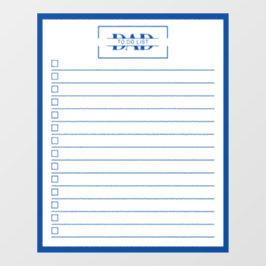 Dad Blue Monogram 20" x 25" Takenlijst Dry Erase Raamsticker