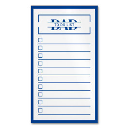 Dad Blue Monogram 2" x 3.5" To Do List Dry Erase Magnetisch Visitekaartje