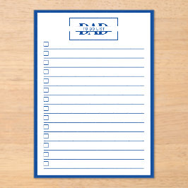 Dad Blue Monogram 5" x 7" To Do List Dry Erase Acryl Uitnodigingen