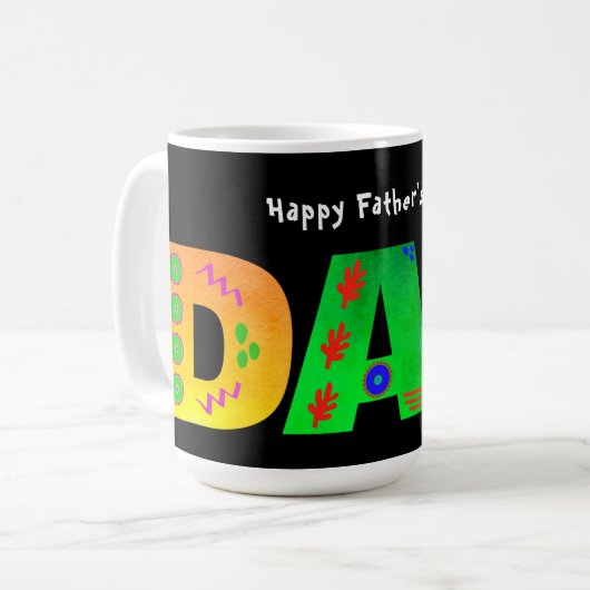 DAD Bold Geometrische Boho Vaderdag Koffiemok (Voorkant links)