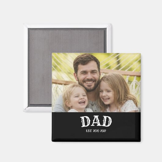 Dad Bold White Text Est Personalized 20XX Magneet (Voorkant / Achterkant)