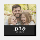 Dad Bold White Text Est Personalized 20XX Magneet (Voorkant)