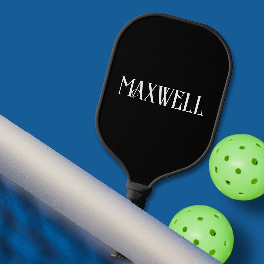 Dad Boss Simple Black Bold Typography Achternaam Pickleball Paddle