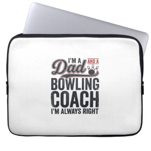 Dad Bowling Coach Altijd Gelijk Vintage Shirt Ontw Laptop Sleeve
