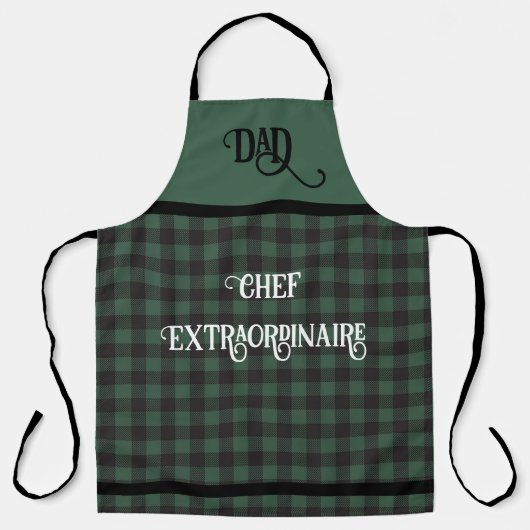 DAD Chef Extraordinaire Groen Buffalo Plaid Schort (Voorkant)