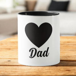 Dad - Classic Black Heart Typography Mok