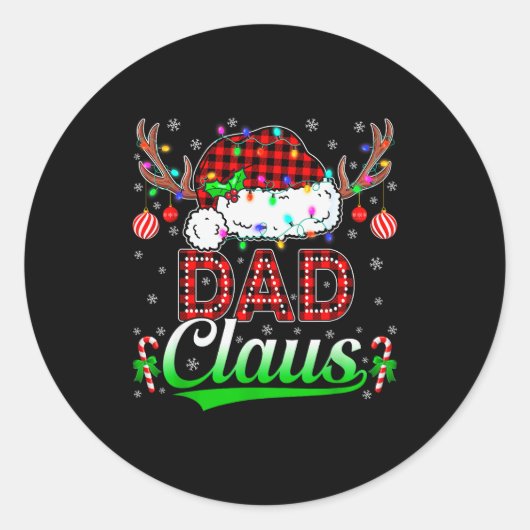 Dad Claus Christmas Lights Matching Family Xmas Pa Ronde Sticker (Voorkant)