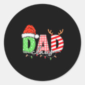 Dad Claus Xmas Christmas Lights Pajama Family Matc Ronde Sticker (Voorkant)