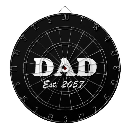 Dad Custom Vastgestelde datum modern grappig zwart Dartbord (Voorkant)
