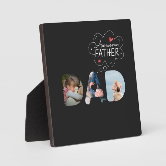 DAD Cutout 3 Foto Collage Persoonlijk cadeau Plaqu Fotoplaat (Voorkant)