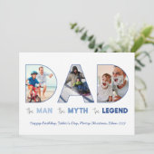 DAD Cutout Letters Het Man Myth Legend Blauw Foto Aankondiging (Staand voorkant)