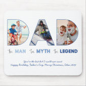 DAD Cutout Photo Collage Man Myth Legend Blue Muismat (Voorkant)