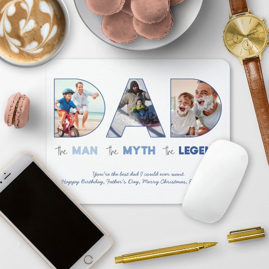 DAD Cutout Photo Collage Man Myth Legend Blue Muismat