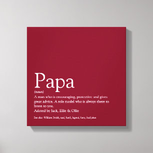 Dad Daddy Father Papa Definition Fun Burgundy Canvas Afdruk