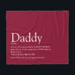 Dad Daddy Father Papa Definition Fun Burgundy Fleece Deken<br><div class="desc">Personalise for your special dad,  daddy or father to create a unique gift for Father's day,  birthdays,  Christmas or any day you want to show how much he means to you. A perfect way to show him how amazing he is every day. Designed by Thisisnotme©</div>