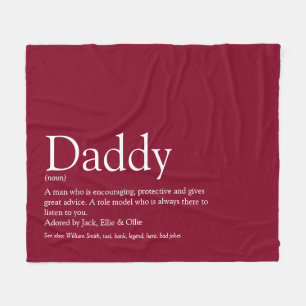 Dad Daddy Father Papa Definition Fun Burgundy Fleece Deken