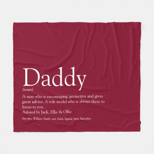 Dad Daddy Father Papa Definition Fun Burgundy Fleece Deken (Voorkant (Horizontaal))