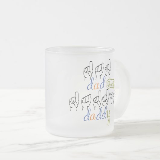 dad, daddy in sign language matglas koffiemok (Voorkant rechts)