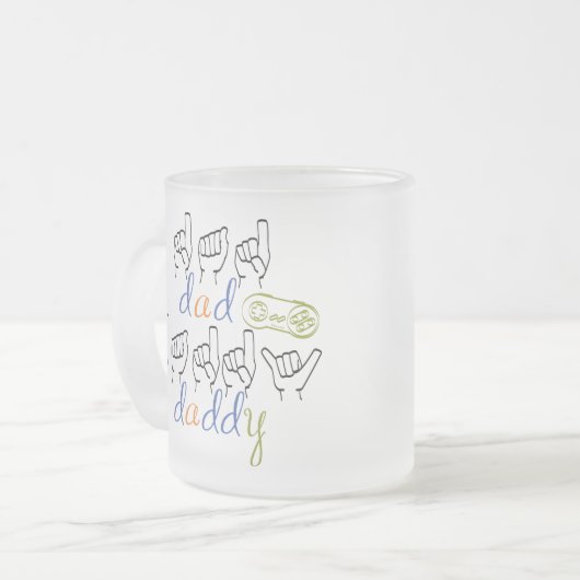 dad, daddy in sign language matglas koffiemok (Voorkant links)
