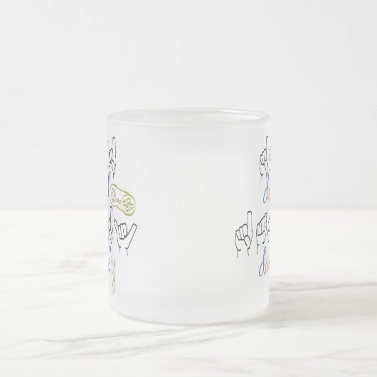 dad, daddy in sign language matglas koffiemok (Center)