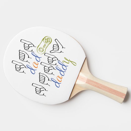dad, daddy in sign language tafeltennisbatje (Zijkant)