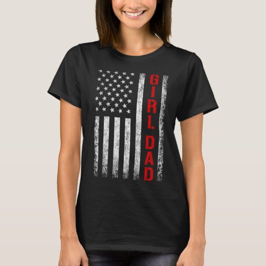Dad Daughter Dad Of Girls Usa Flag Father's Day T-shirt (Voorkant)
