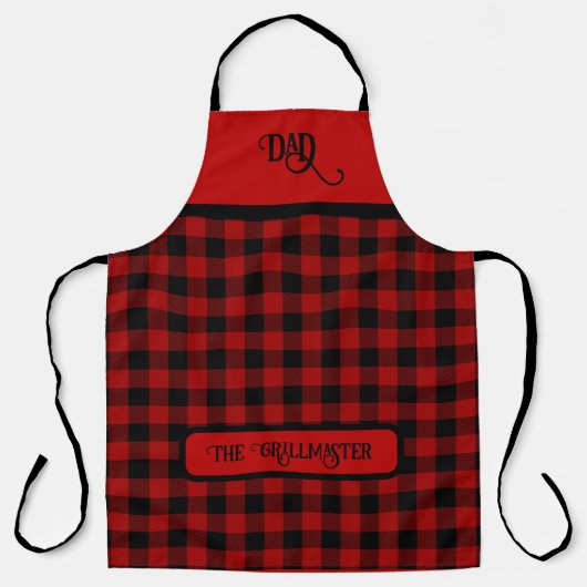 DAD de Grillmaster Rood en Zwart Lumberjack Plaid Schort (Voorkant)