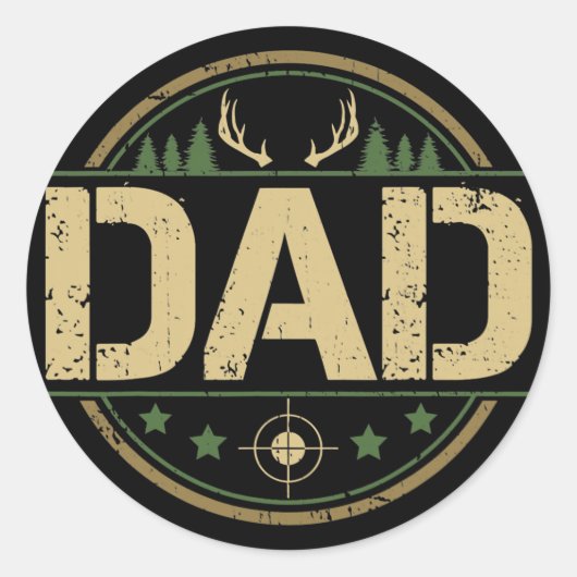 Dad Deer Hunter Bow Hunting Animal Shooting Ronde Sticker (Voorkant)
