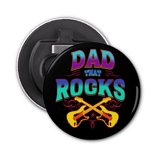 DAD DIE ROCKS! gitaren Button Flesopener (Voorkant)