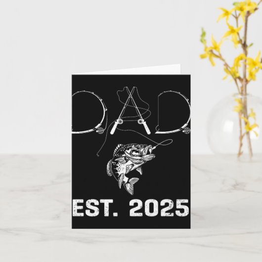 Dad Est 2025 Fishing Dad To Be New Baby Daddy Fath Kaart (Gele Bloem)
