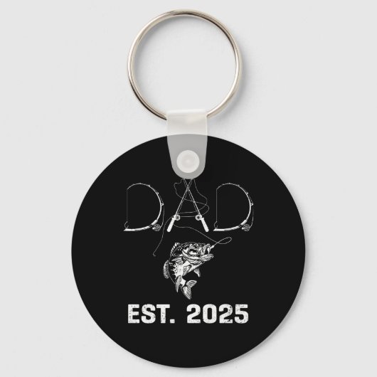 Dad Est 2025 Fishing Dad To Be New Baby Daddy Fath Sleutelhanger (Voorkant)