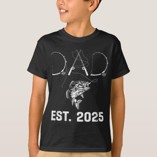 Dad Est 2025 Fishing Dad To Be New Baby Daddy Fath T-shirt (Voorkant)