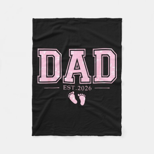 Dad Est 2026 Father's Day First Time Dad Of Girl N Fleece Deken (Voorkant)