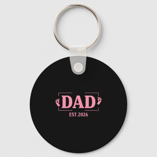 Dad Est. 2026 Logo Daddy 2026 Soon To Be New Dad 2 Sleutelhanger (Voorkant)