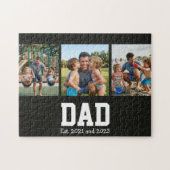 Dad Est. Bold Black Font 3 Photo Fathers Day Gift Legpuzzel (Horizontaal)