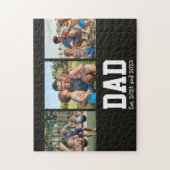 Dad Est. Bold Black Font 3 Photo Fathers Day Gift Legpuzzel (Verticaal)