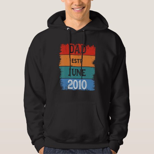 Dad Est Jun 2010 Proud Papa Grandpa Best Daddy Leg Hoodie (Voorkant)