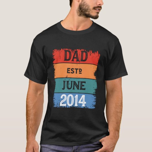 Dad Est Jun 2014 Proud Papa Grandpa Best Daddy Leg T-shirt (Voorkant)
