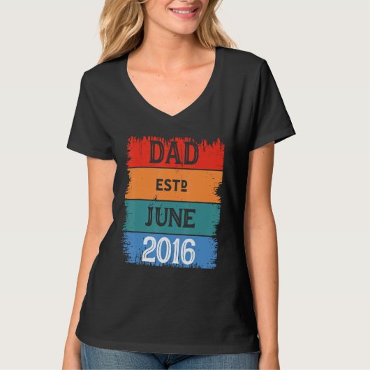 Dad Est Jun 2016 Proud Papa Grandpa Best Daddy Leg T-shirt (Voorkant)