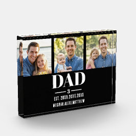 Dad Est. Year Name Number 3 Photo Acrylic Block Fotoblokken