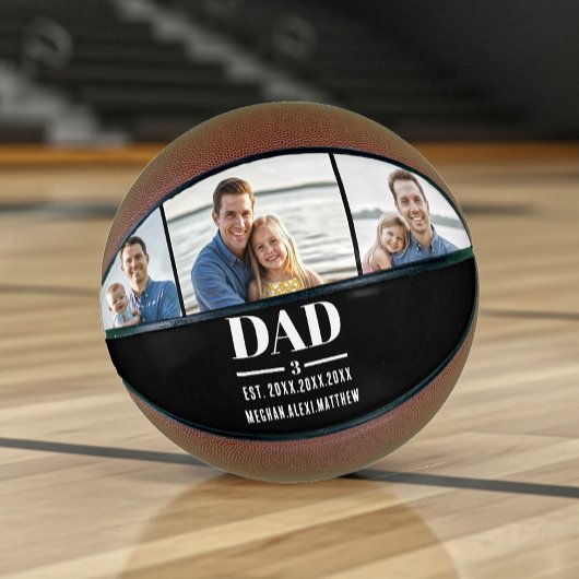 Dad Est. Year Name Number 3 Photo Bold Font Basketbal