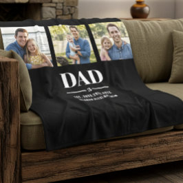 Dad Est. Year Name Number Bold Font 3 Photo Fleece Deken