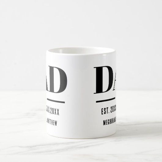 Dad Est. Year Name Number Bold Font Koffiemok (Center)