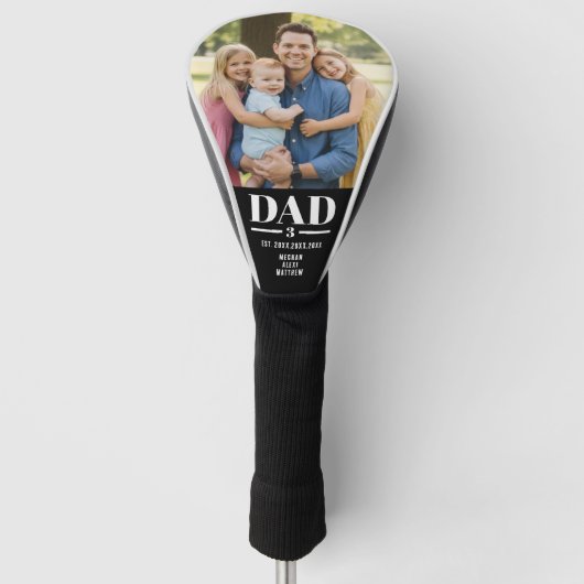 Dad Est. Year Name Number Bold Font Photo Golfheadcover (Voorkant)