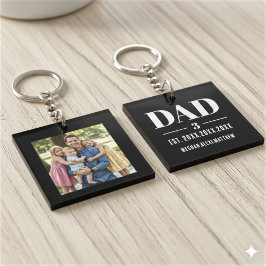 Dad Est. Year Name Number Bold Font Photo Sleutelhanger