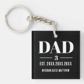 Dad Est. Year Name Number Bold Font Photo Sleutelhanger (Voorkant)