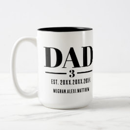 Dad Est. Year Name Number Bold Font Tweekleurige Koffiemok