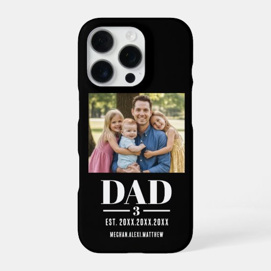 Dad Est. Year Name Number Photo Bold Font iPhone Hoesje (Achterkant)