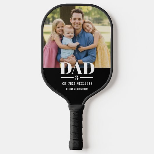Dad Est. Year Name Number Script Photo Pickleball Paddle (Achterkant)
